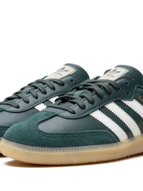 adidas Shoes - adidas Women’s Dark Green and White Samba-Style Sneakers